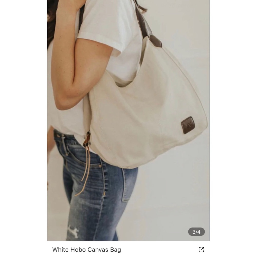 - White Hobo Canvas Bag - Picture 3 of 8